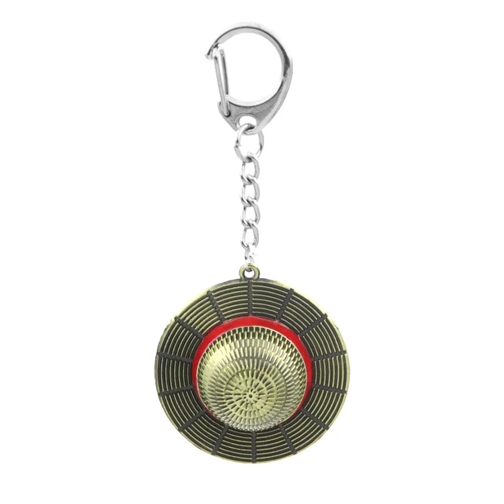Straw Hat Metal Keychain
