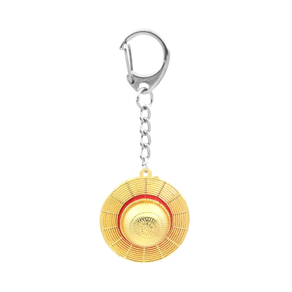Straw Hat Metal Keychain