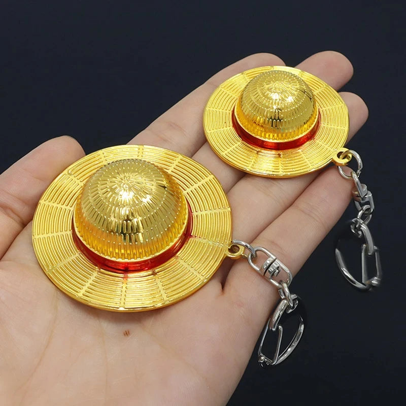 Straw Hat Metal Keychain